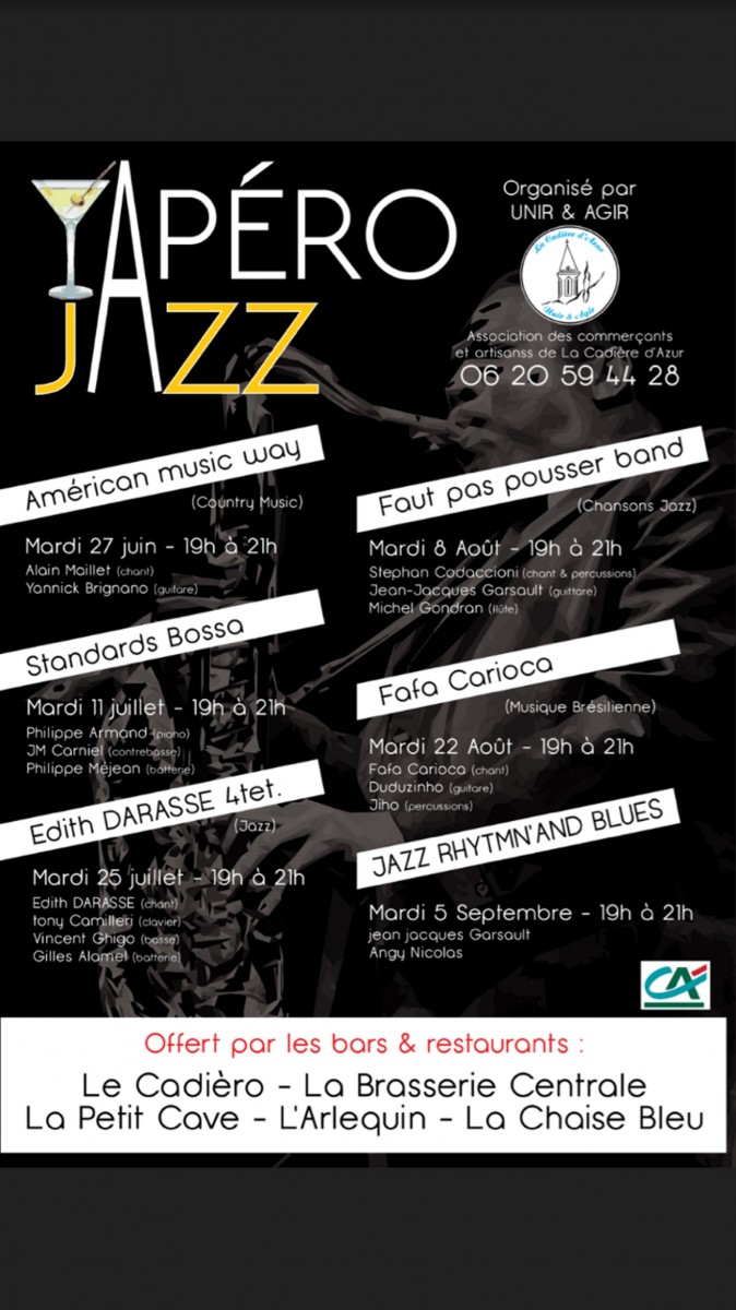 Apéro Jazz le 22/08 19h à 21h