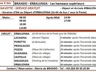 Tpts - Bus Gratuit : Erbalunga-Brando (A-R) - Cap Corse Capicorsu